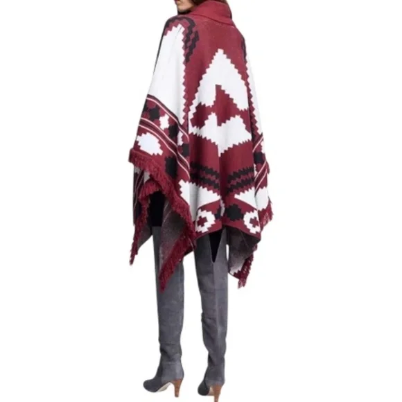 Authentic L’AGENCE Austin Jacquard Cape in Red Aztec | Size XXS - Picture 2 of 12
